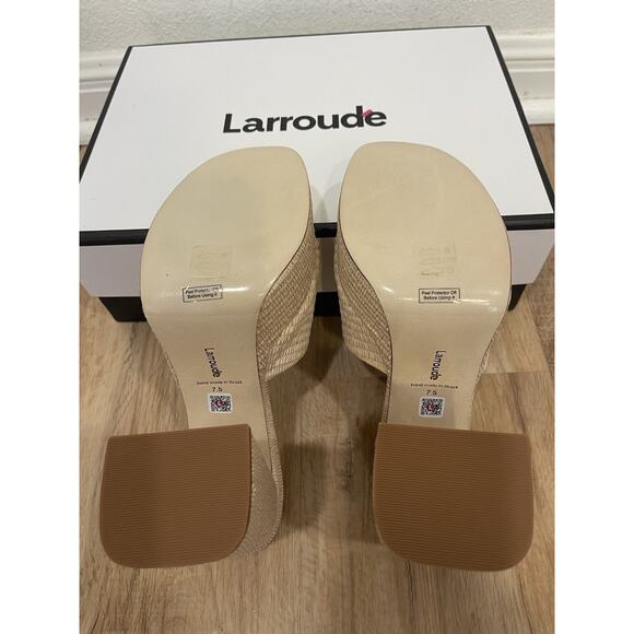NEW With Box LARROUDE Dolly Slip On Platform High Heel Size 7.5 Raffia Natural - Picture 5 of 8
